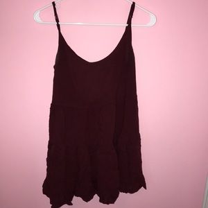 Burgundy ruffle tank top